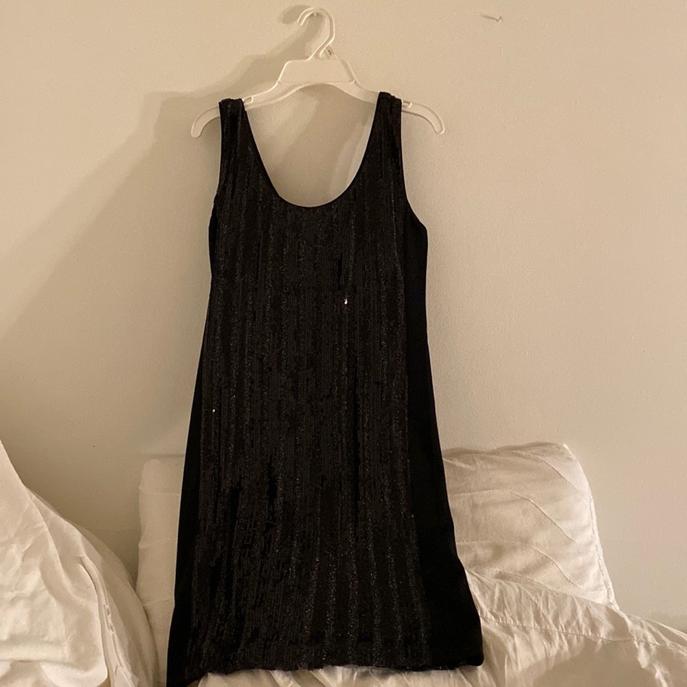 Aqua Black Sparkly Mini Dress